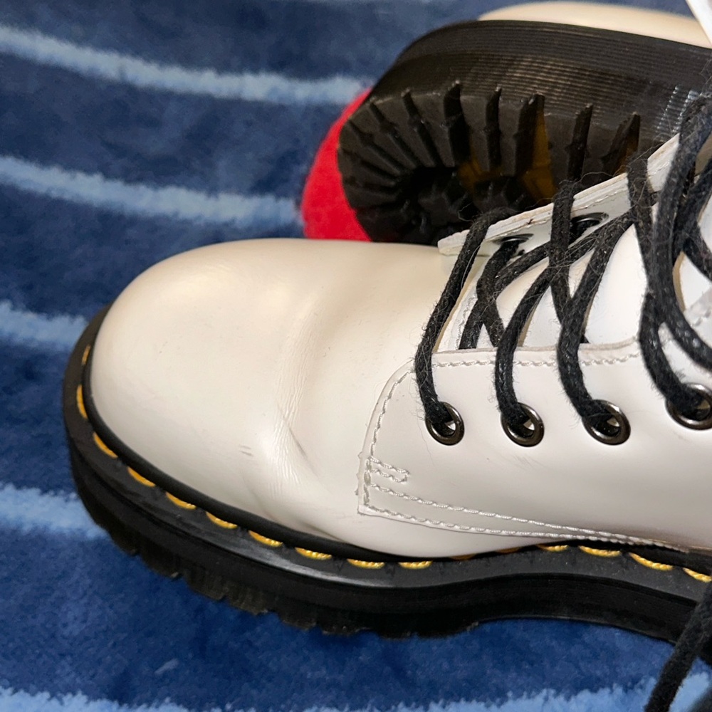 Dr. Martens Jadon White Combat Boots with Black Laces - Picture 5 of 5